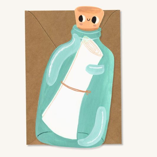 Wenskaart XL Brief in Fles 💌